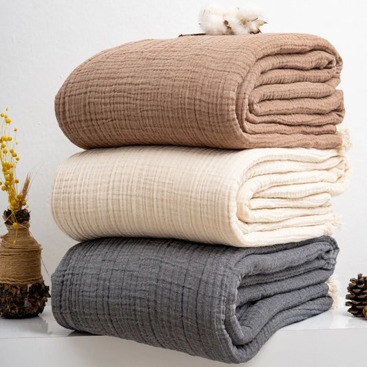 Beachy Muslin Blankets- Queen 95"x 95"