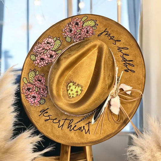 Gypsy Soul, Desert Heart — Hand-Painted Vegan Suede Rancher (Tan)
