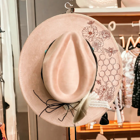 Blush Honeycomb Cowgirl Hat — Western Elegance with a Wildflower Touch